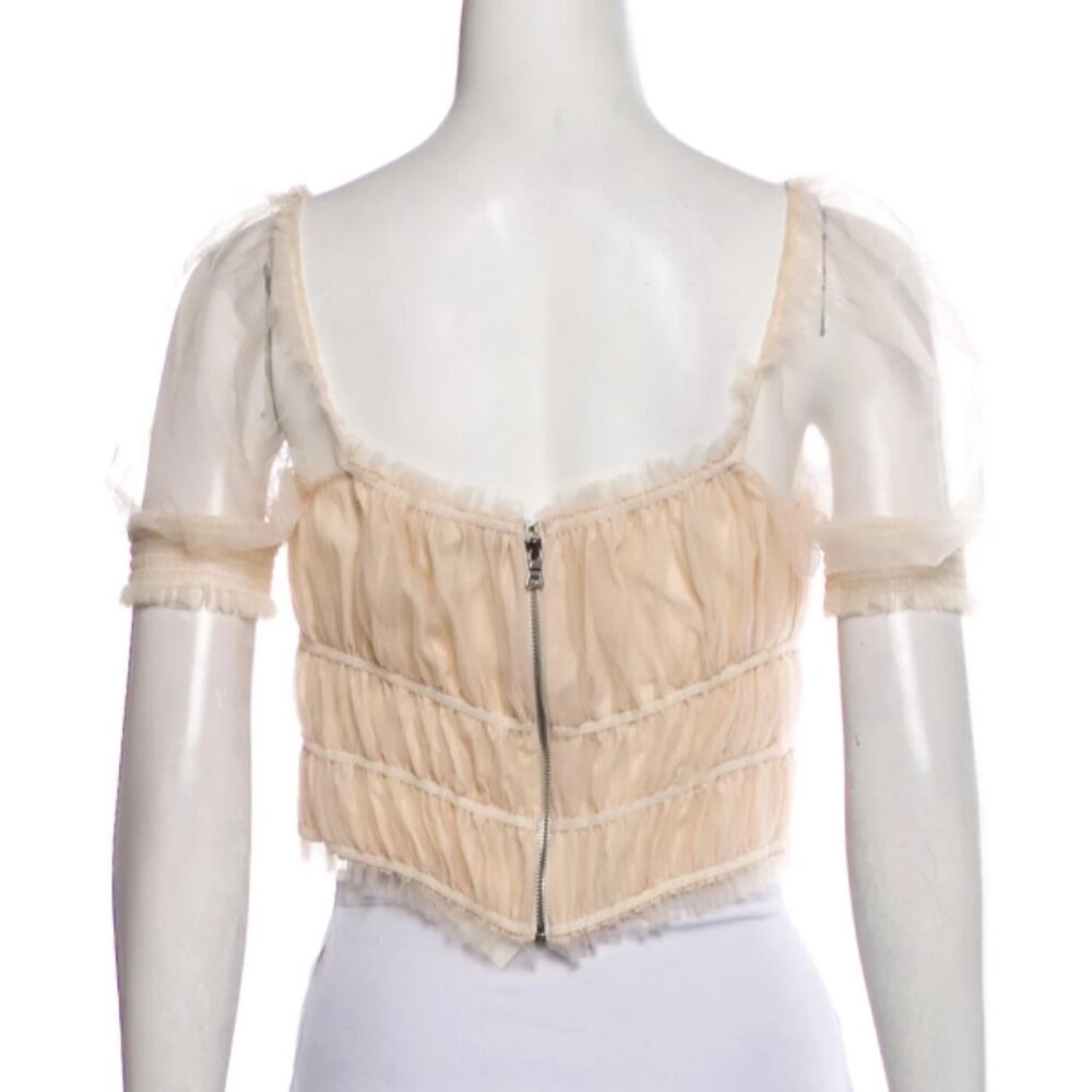 NWOT ALICE AND OLIVIA Ashlyn Sheered Cropped Top In Champagne M $250 - Picture 5 of 12